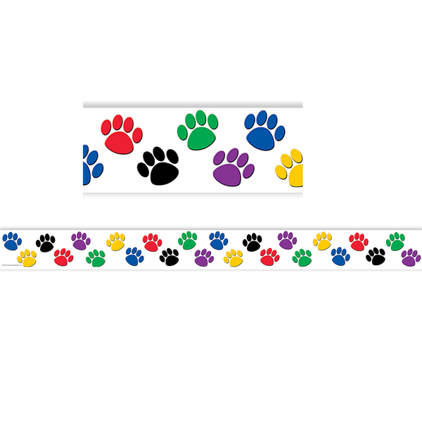 Teacher Created Resources Colorful Paw Prints Border Trim, 35 Feet/Pack, PK6 TCR4641